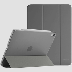 送料無料★ProCase iPad Air5/Air4 ケース 軽量 スタンド 三つ折り フォリオ保護 半透明バック(グレー)