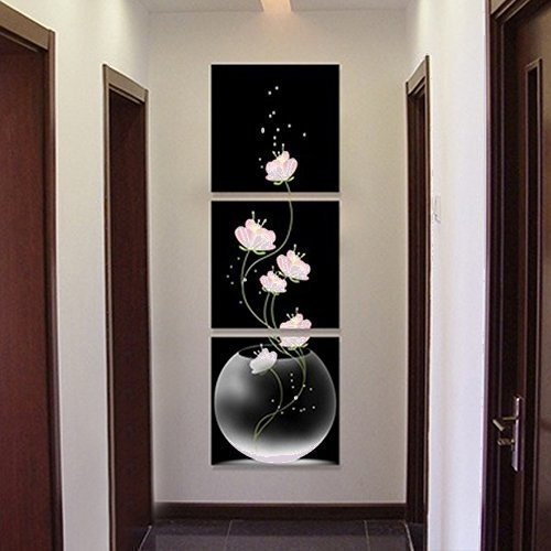 lyw557★Wall hanging wall painting Y-7S Modern (without frame) Flower painting Art Modern Flower 3 pieces Continuous painting Interior Stylish, Artwork, Painting, others