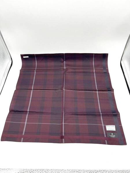 【シール付き未使用品】LANVIN COLLECTION ランバン コレクション ハンカチ バンダナ メガチェック ボルドー系 コットン 44×44