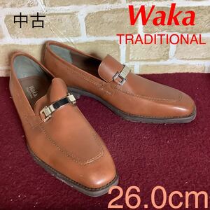 【売り切り!送料無料!】A-276 Waka TRADITIONAL!ビジネスシューズ!26.0cmローファー!スリッポン!仕事!ビジネス!中古!