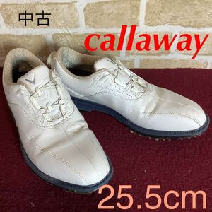 [ selling out! free shipping!]A-289 callaway! golf shoes! white!25.5cm! dial type! spike! Golf! hobby! business! used!