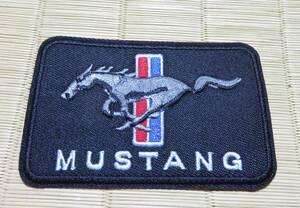 黒角丸四角US駿馬■新品Ford Mustangフォード・マスタング刺繍ワッペン◇激渋■サバゲー　ミリタリー　ファッション■洋服・衣類・衣服DIY