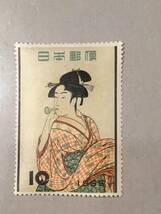 日本 未使用切手 切手趣味週間 1955年 ビードロを吹く娘_画像1
