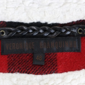 【希少 美品】VERONIQUE BRANQUINHO ブロックチェック柄 ボアベスト 46 レッド/ブラック 赤/黒 ウール ヴェロニク・ブランキーノの画像9
