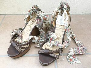  Esperanza [ESPERANZA] made in Japan * Wedge sole * sandals * pair neck ribbon ..M