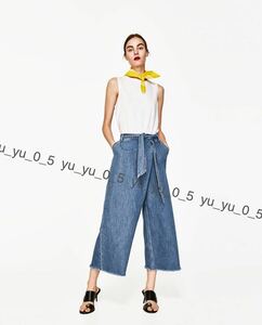 ZARA ザラ リボン付きデニムパンツ ワイドパンツ