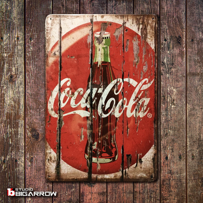 国内外の人気が集結 BA123 昭和レトロ ブリキ製 大型 看板 Coca Cola