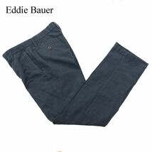 Eddie Bauer エディーバウアー 春夏 麻 リネン&コットン★ ストレート スラックス パンツ Sz.30 メンズ ネイビー アウトドア　A3B00905_2#P_画像1