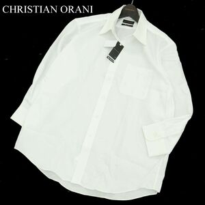 新品 未使用★ CHRISTIAN ORANI クリスチャンオラーニ 通年 長袖 ストライプ シャツ ワイシャツ Sz.45-80　メンズ 白 大きい　A3T01036_2#F