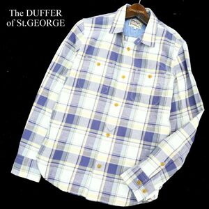 The DUFFER of St.GEORGE ダファー オブ セントジョージ 麻 リネン&コットン★ 長袖 ワーク チェック シャツ Sz.S　メンズ　A3T01073_2#A