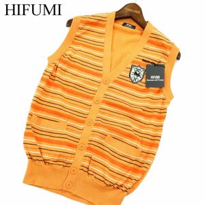 【新品 未使用】 HIFUMI ヒフミ 通年 ワッペン★ ボーダー ニット ベスト Sz.M　メンズ ゴルフ　A3T01228_2#L