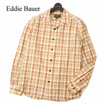 Eddie Bauer エディーバウアー 通年 長袖 コットン★ チェック シャツ Sz.L　メンズ アウトドア　A3T01266_2#C_画像1