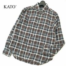 Le Passe-temps Bleu by KATO` パストンブルー カトー 長袖 ボタンダウン チェック シャツ Sz.M メンズ 自転車 サイクリング　A3T01276_2#C_画像1