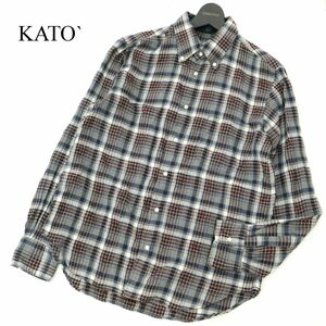 Le Passe-temps Bleu by KATO` パストンブルー カトー 長袖 ボタンダウン チェック シャツ Sz.M メンズ 自転車 サイクリング　A3T01276_2#C