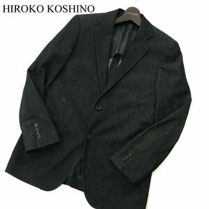 HIROKO KOSHINO homme collection ヒロココシノ オム 通年 背抜き★ アンコン テーラード ジャケット Sz.M　メンズ 黒　A3T01536_2#O