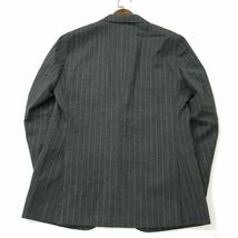 美品★ SUIT SELECT スーツセレクト 通年 総裏 ストライプ アンコン テーラード ジャケット Sz.A6　メンズ グレー ビジカジ　A3T01671_2#O_画像4