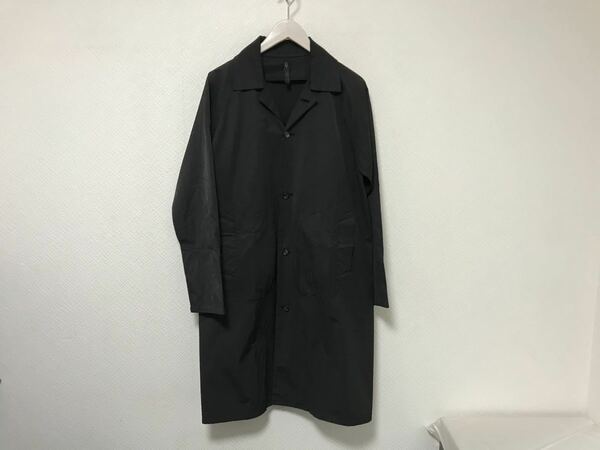 本物リューRYUコットンナイロンロングステンカラーコートジャケットアメカジビジネススーツ黒ブラックメンズS日本製