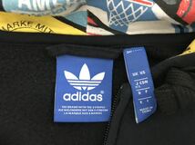 本物アディダスadidasコットンジッププリントスウェットパーカートレーナー長袖メンズアメカジサーフミリタリービジネススーツ紺XSネイビー_画像4