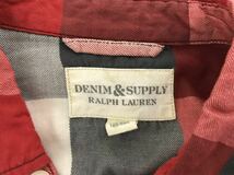 本物デニムアンドサプライDENIM&SUPPLYラルフローレンコットンブロックチェック柄ワーク長袖シャツメンズアメカジサーフビジネススーツ赤XS_画像4