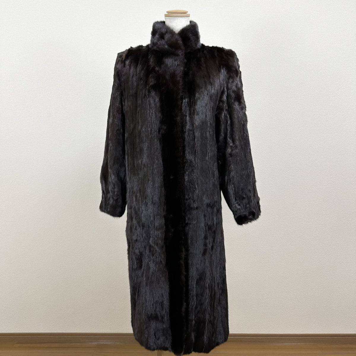 ロングコート　1950年代　ブラックコート　毛皮　女優風 ロングコート 超大特価