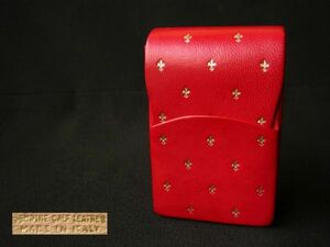  Italy made leather cigarette case ITALY cigarettes case leather made GENUINE CALF LEATHER smoke . inserting smoking . red 