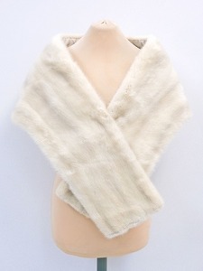 2302A-0014*. put on / mink shawl / cream / high class fur / fur shawl / winter thing / outer / lady's ( packing size 80)