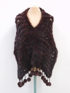 2302A-0069*. put on / mink shawl / stole / purple / high class fur / fur shawl / winter thing / outer / lady's ( packing size 80)