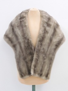 2302A-0015*. put on / mink shawl / gray / high class fur / fur shawl / winter thing / outer / lady's ( packing size 80)