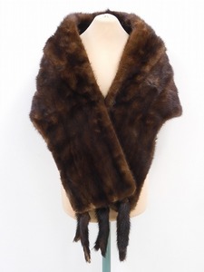 2302A-0020*. put on / rhinoceros katsu/ mink shawl / fringe attaching / Brown / high class fur / fur shawl / winter thing / outer /SAIKATSU( packing size 80)