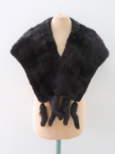 2302A-0032*. put on / mink shawl / fringe attaching / black / high class fur / fur shawl / winter thing / outer / lady's ( packing size 80)