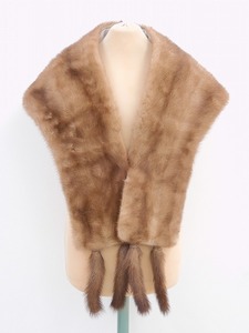 2302A-0045*. put on / mink shawl / fringe attaching / Brown / high class fur / fur shawl / winter thing / outer / lady's ( packing size 80)