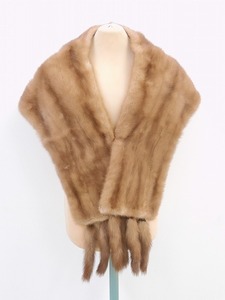 2302A-0062*. put on / mink shawl / fringe attaching / Brown / high class fur / fur shawl / winter thing / outer / lady's ( packing size 80)