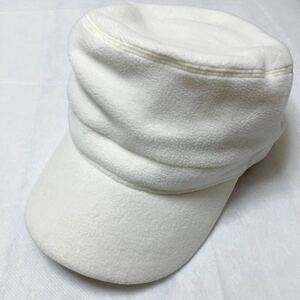 レディース　フリース　キャップ　帽子　オフホワイト×アイボリー　57.5cm