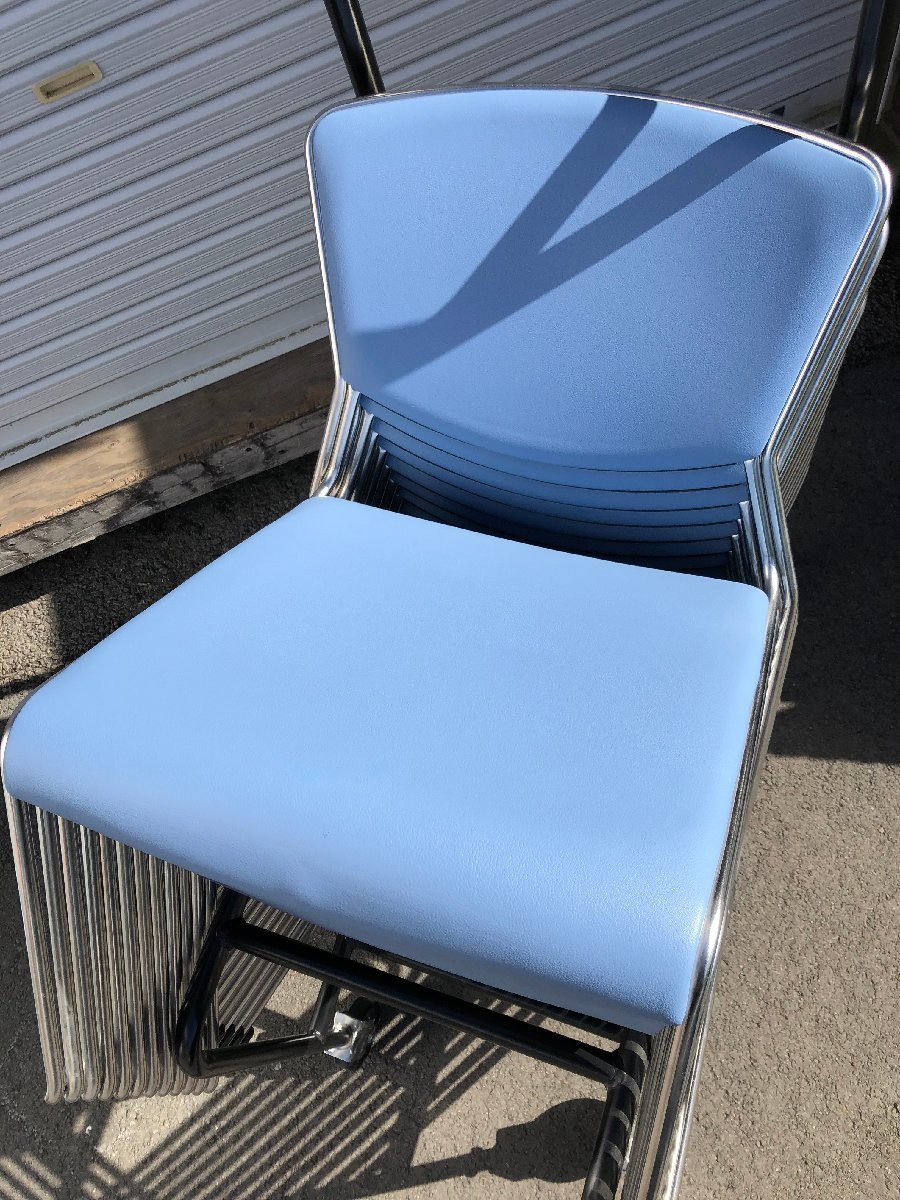 美品 ITOKI スタッキングチェア 12脚セット 専用台車 KKR-360DF-Z9