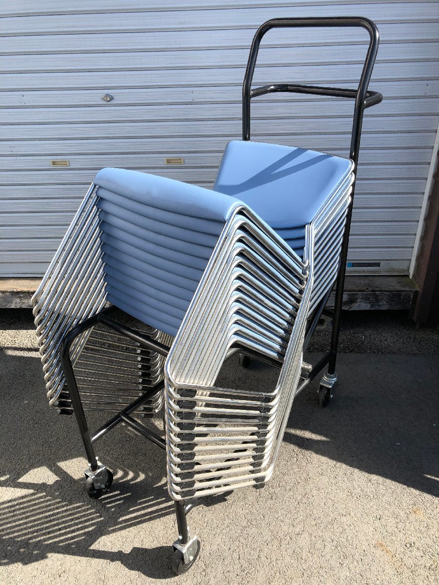 美品 ITOKI スタッキングチェア 12脚セット 専用台車 KKR-360DF-Z9