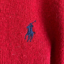 Polo by Ralph Lauren オールドラルフローレン Vネック ウールニットセーター メンズL_画像4