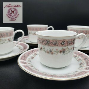 カップ＆ソーサー Ｎoritake ノリタケ ４客セット ピンク 花柄 珈琲 紅茶 茶器 洋食器 おしゃれ かわいい 【60ｍ1450】