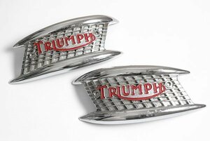 トライアンフ ★ハーモニカ エンブレム 2点セット★ バックル バイク タンク TRIUMPH ヴィンテージ ◆C2