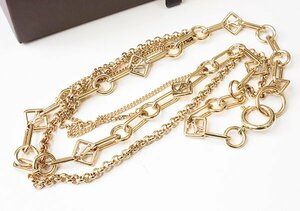 ★美品 LOUIS VUITTON ◆ コリエシェーヌベガス ゴールド (箱入) ４連 チェーンネックレス アクセサリー ルイヴィトン ◆407/C2