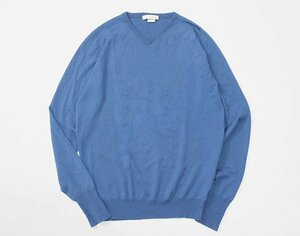 JOHN SMEDLEY ◆ Vネック ニット ブルー Sサイズ *エクストラファインメリノウール* セーター ジョンスメドレー ◆PM24