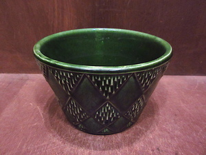  Vintage ~60's*FLORALINE ceramic planter green *230201m1-otclct vase plant pot interior 