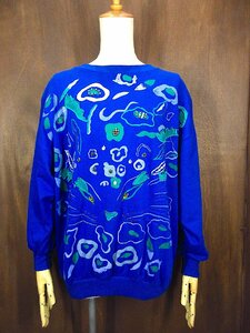  Vintage 90's*VALENTI lady's pearl attaching sweat blue size S/P*230222m4-w-sws lady's old clothes 