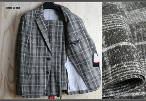  new goods Comme Ca men spring summer mona Liza check linen print setup suit L/ tea regular price 6.6 ten thousand jpy /COMME CA MEN/ jacket / slacks 