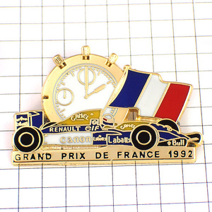  pin badge * France national flag F1 Grand Prix clock Renault car * France limitation pin z* rare . Vintage thing pin bachi