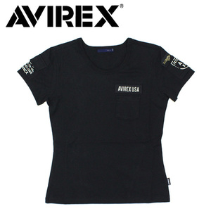 AVIREX (アヴィレックス) WOMEN'S 6213322 2932001 S/S FATIGUE TEE ファティーグ レディース Tシャツ 09BLACK M