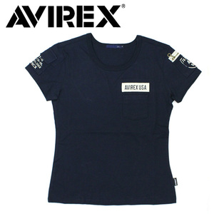 AVIREX (アヴィレックス) WOMEN'S 6213322 2932001 S/S FATIGUE TEE ファティーグ レディース Tシャツ 87NAVY M