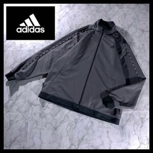 00s adidas サイドライン トラックジャケット 背面 刺繍ロゴ グレー