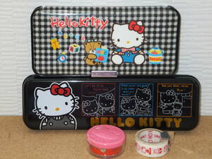 中古 サンリオ SANRIO ハローキティ HELLO KITTY 1988 ペンケース 筆箱 デコテープ 缶ケース 当時物 昭和 レトロ レア キティちゃん