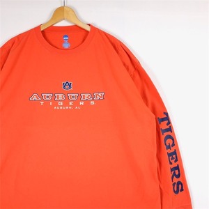 NCAA クルーネックロングスリーブTシャツ AUBURN TIGERSプリント メンズUS-3XLサイズ オレンジ sh-3964n