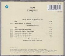 ★CD Telemann:5 Violin Concertos.12 Fantasias for Solo Violinテレマン:無伴奏ヴァイオリンのための12の幻想曲 2CD*グリュミオー_画像2